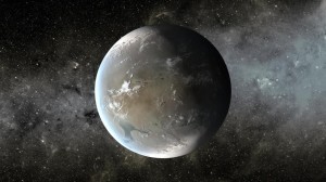Экзопланета Kepler-62f, которая примерно на 40% больше Земли. Она расположена в созвездии Лира в 1200 световых годах от Солнечной системы